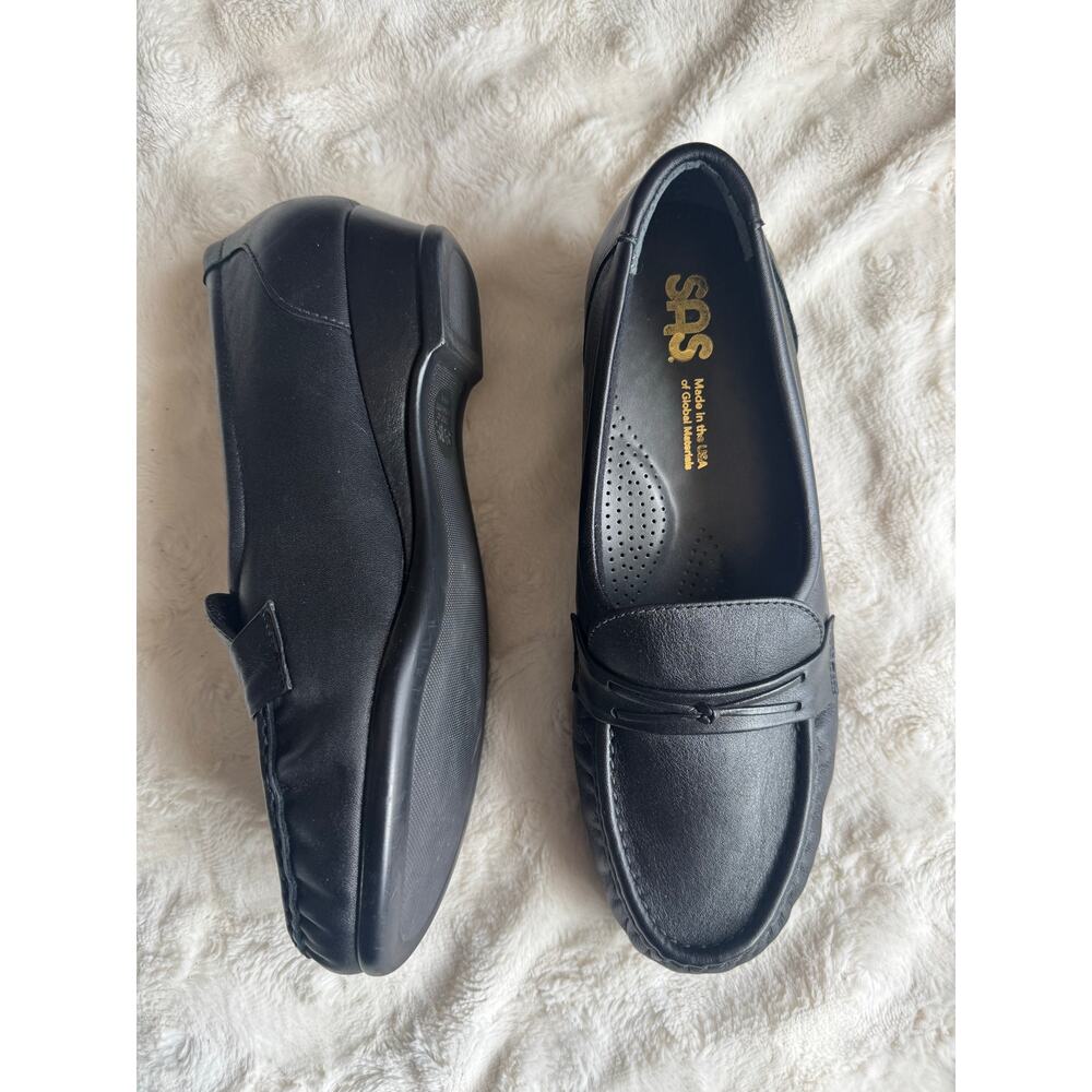 SAS Easier Comfort Loafer Black Leather Made USA Womens 9.5 Wide